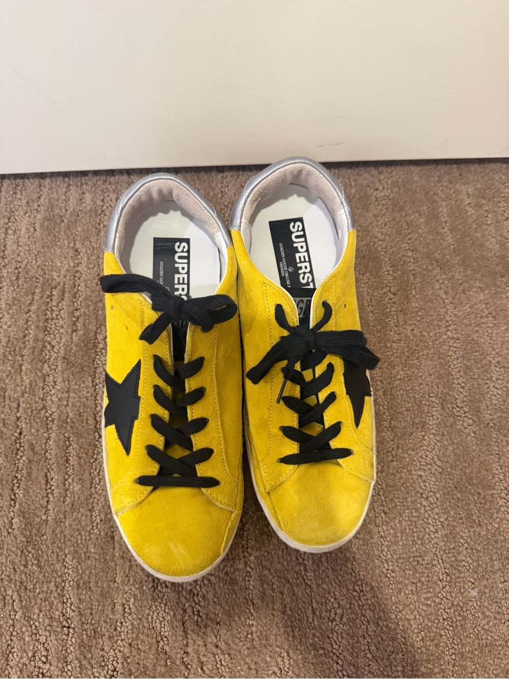 Golden Goose Yellow Suede Sneakers with Black Star
